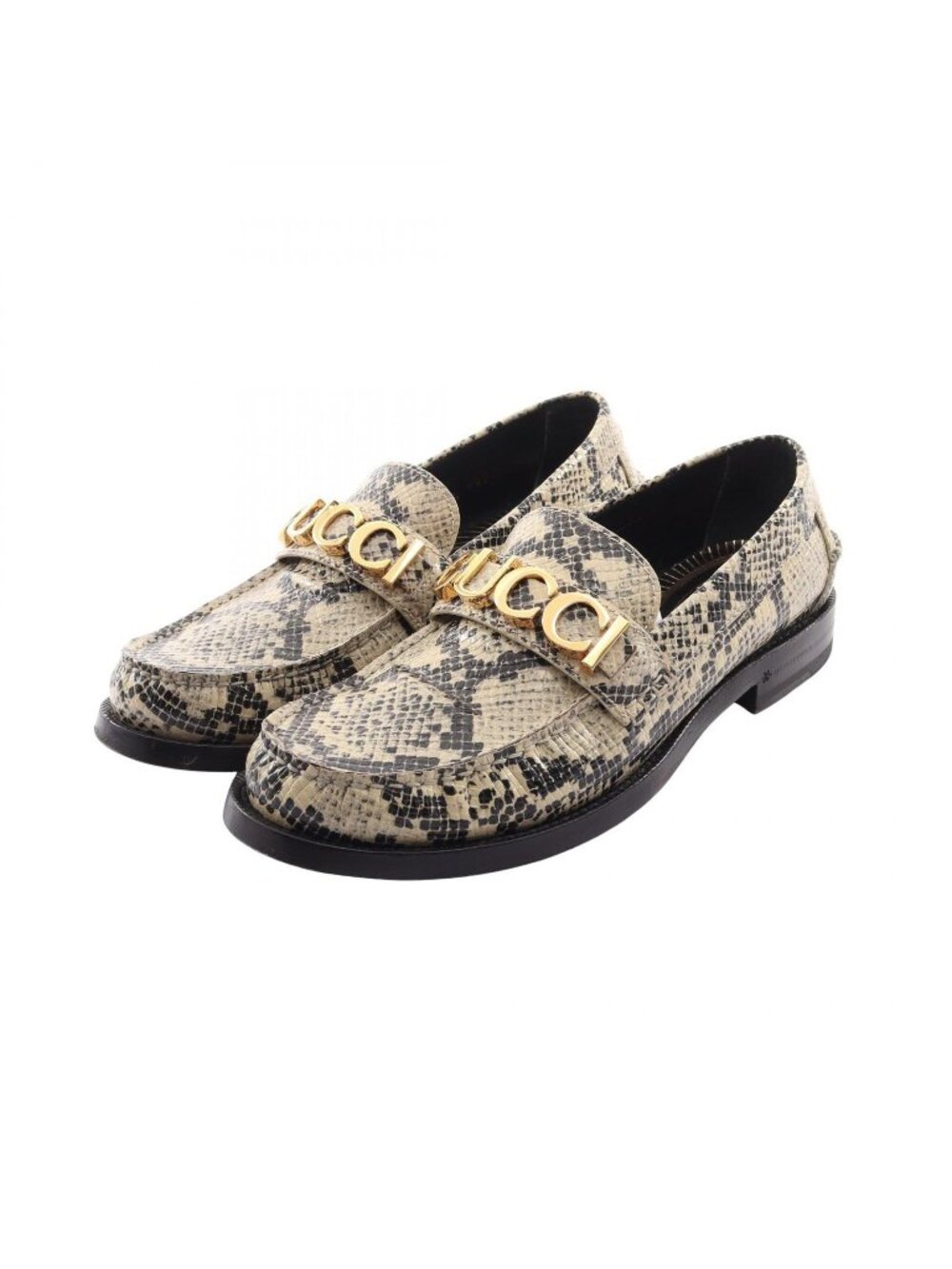 Gucci Loafers Metal Logo Python Embossed Leather